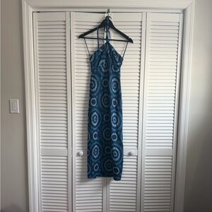 RAMY BROOK Aya Halter Dress in Geometric Blue